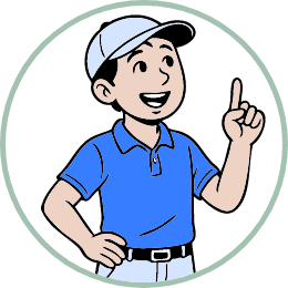 Golfer pointing up with an idea