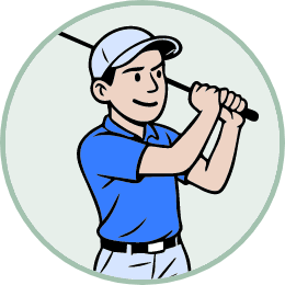 Golfer swinging a club confidently